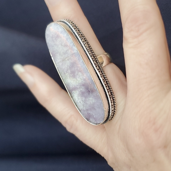 New Oversized Lepidolite 925 Silver Ring. - Picture 6 of 10